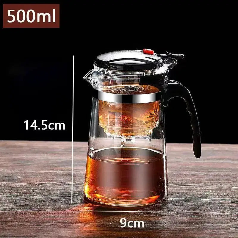 LuminaGlass Teapot Set High Temperature Resistant Glass With One Click Tea And Water Filtration
