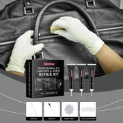 Leather and vinyl repair kit by Jakehoe for car interiors, bags, and furniture; includes tubes and tools.