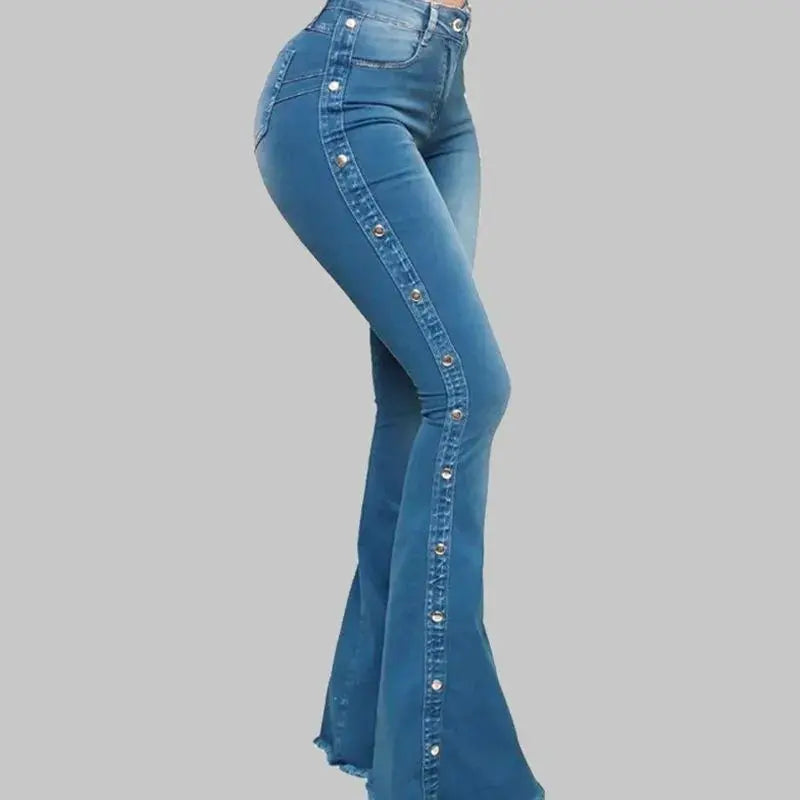 High Waist Stretch Denim Flare Jeans For Women Trousers Autumn 2024