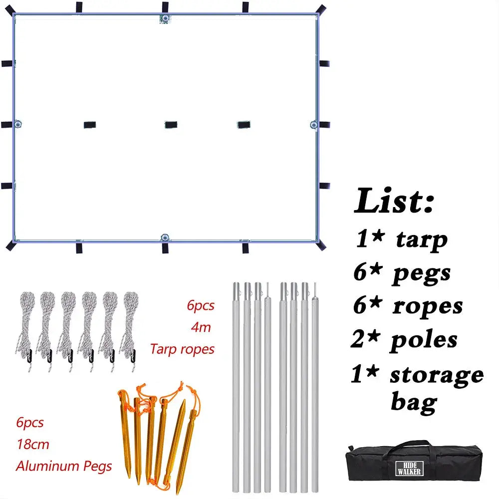 Waterproof Tent Tarp With 19 Hang Points For Outdoor Camping Survival Shelter Sun Shade Awning 4x4 3x3 3x4 Lightweight