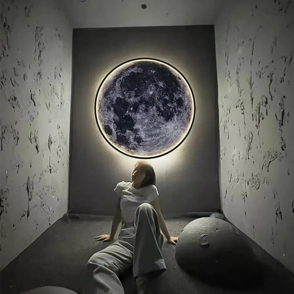 LED Moon Wall Lamp by Simples Market, remote-controlled dimmable moon mural night light for bedroom
