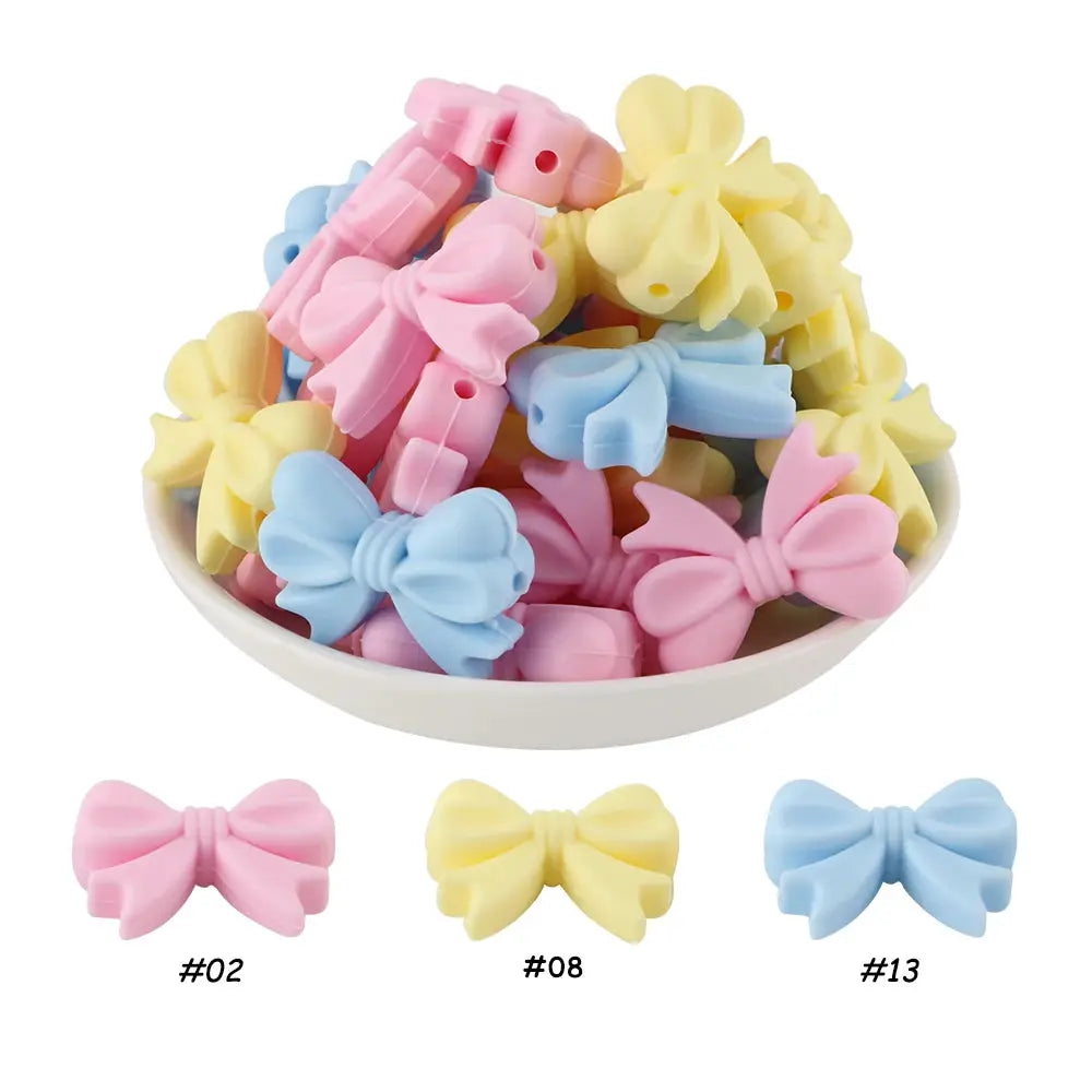 10Pcs Crown Bowknot Silicone Beads For Jewelry Making Diy Necklace Keychain Bracelet Craft Supplies