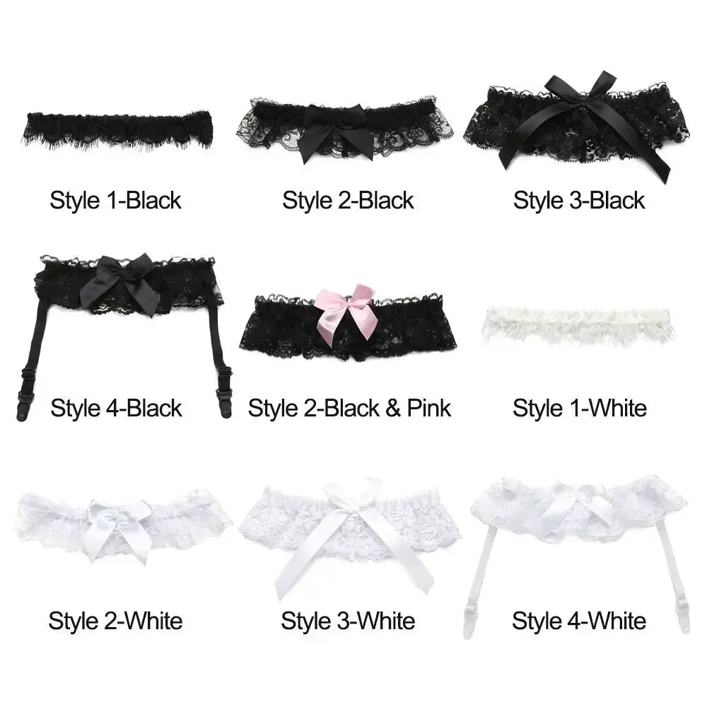 LaceLux Garter Belt Leg Ring With Elegant Elastic Polyester Lace Bowknot For Wedding And Cosplay