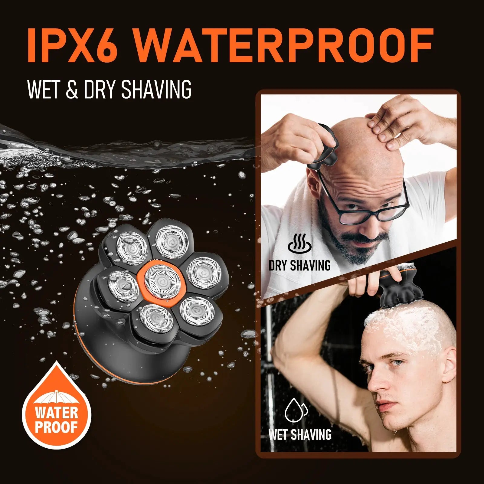 MAXGROOM 7D electric shaver by Simples Market; waterproof USB rechargeable rotary beard trimmer for wet and dry shaving