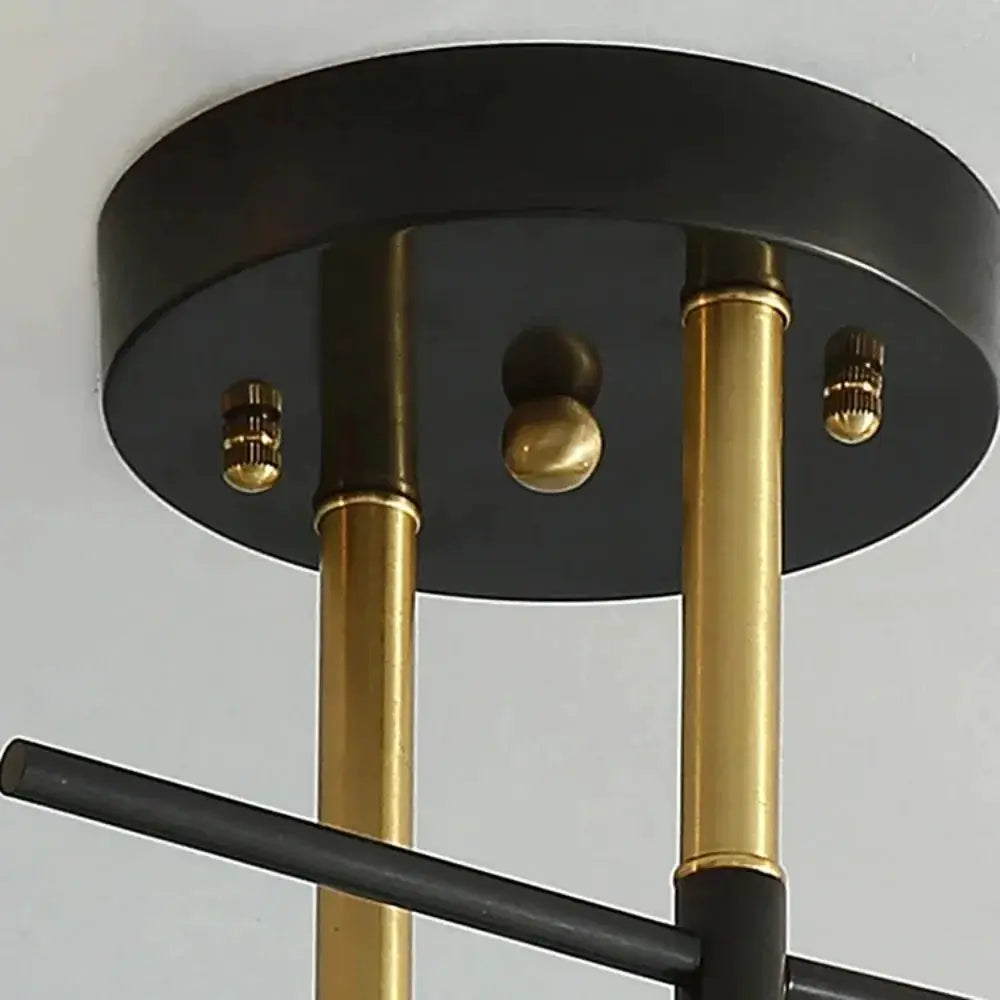Vintage black and brass ceiling lamp with double heads and E27 sockets by Simples Market