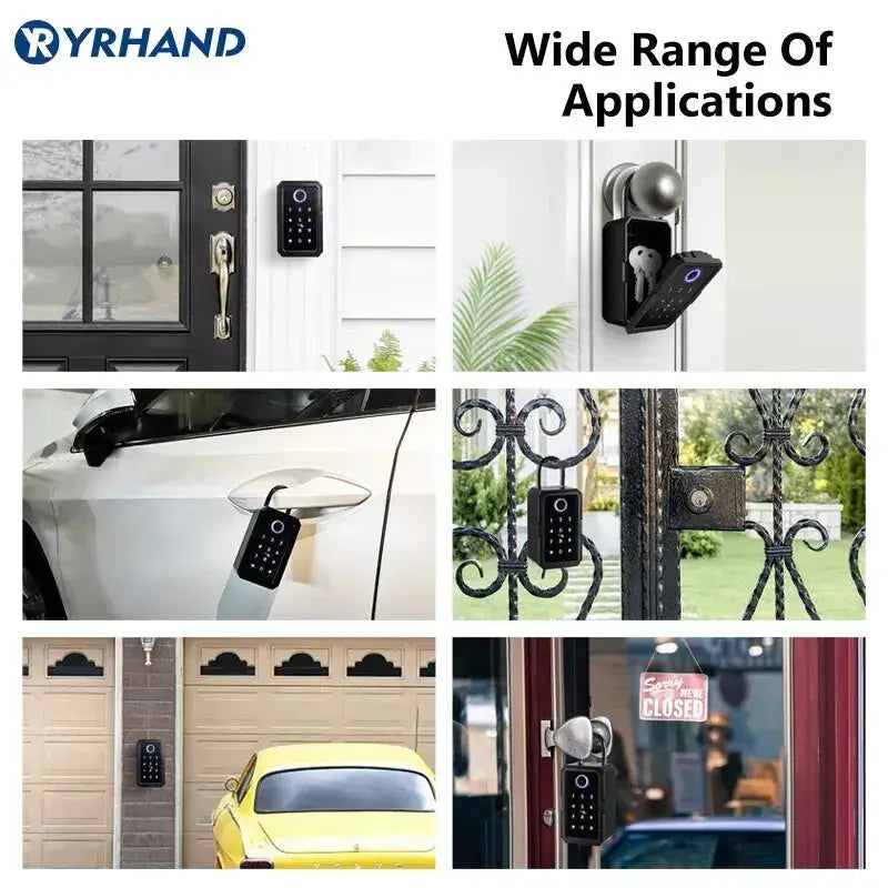 YRHAND TTlock wifi smart lock with keypad and fingerprint, black finish, Simples Market, six installation views