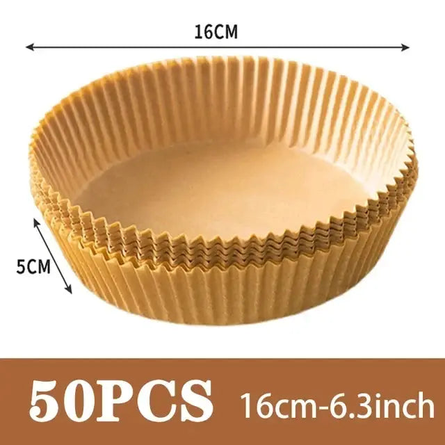 50 Pack Air Fryer Disposable Nonstick Round Parchment Paper Liners For Easy Cleanup