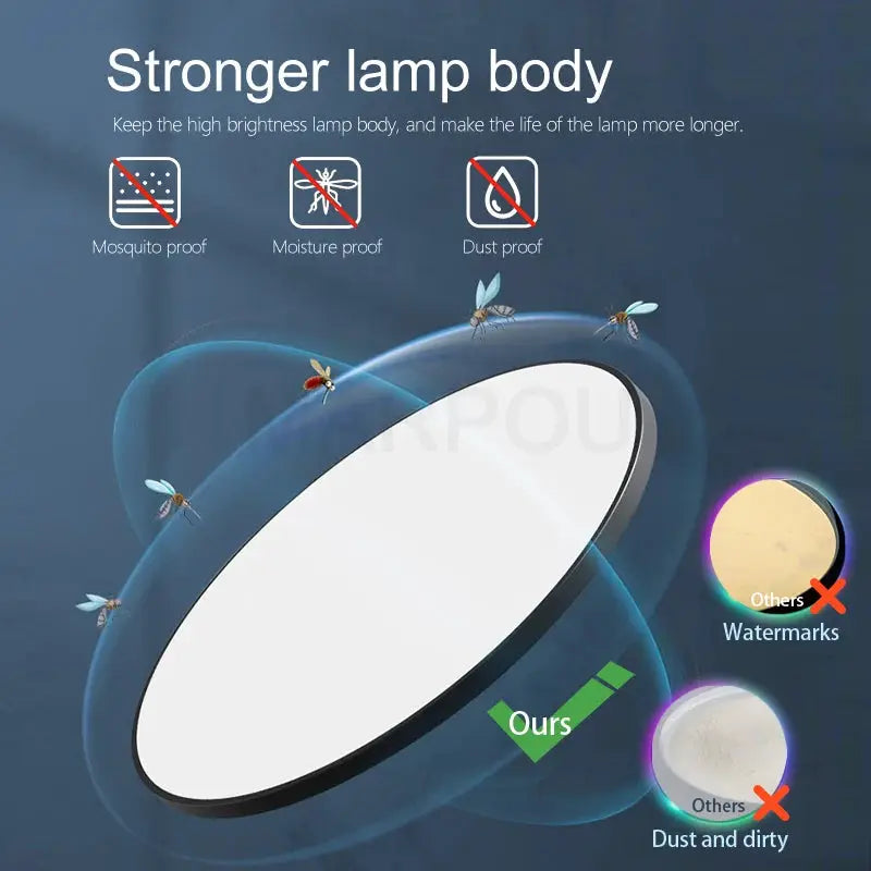 MARPOU smart ceiling LED lamp by Simples Market, round white dimmable ceiling light with remote