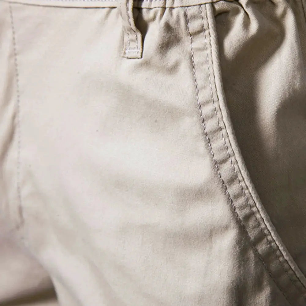 Men's beige cotton shorts with elastic waist for casual beachwear by Simples Market