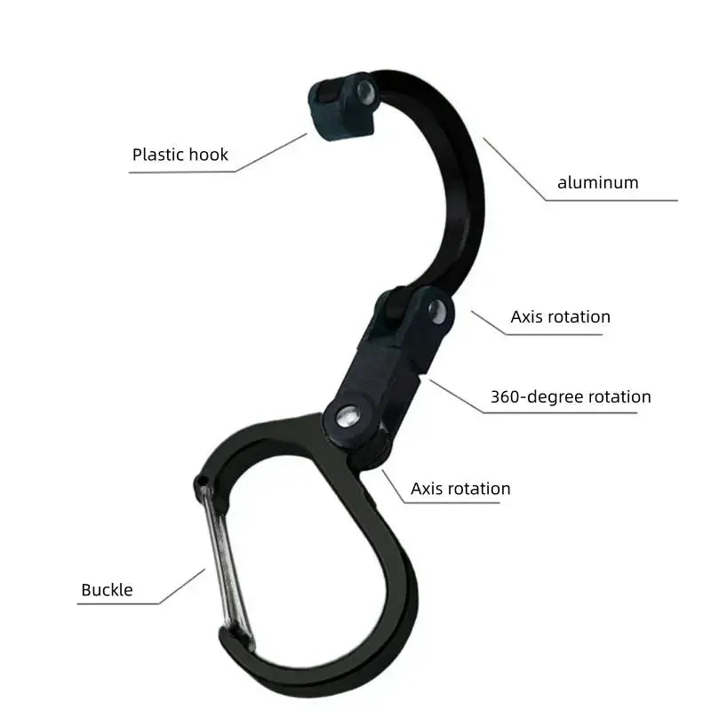 Simples Market Hybrid Gear Clip rotating carabiner hook, aluminum body, non-locking, for camping and hiking gear