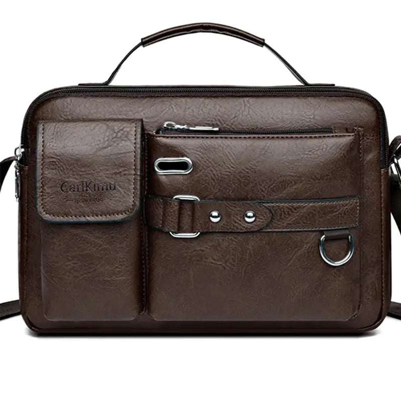 UrbanTrail Retro Messenger Bag Waterproof PU Design Large Capacity Laptop Briefcase for Men