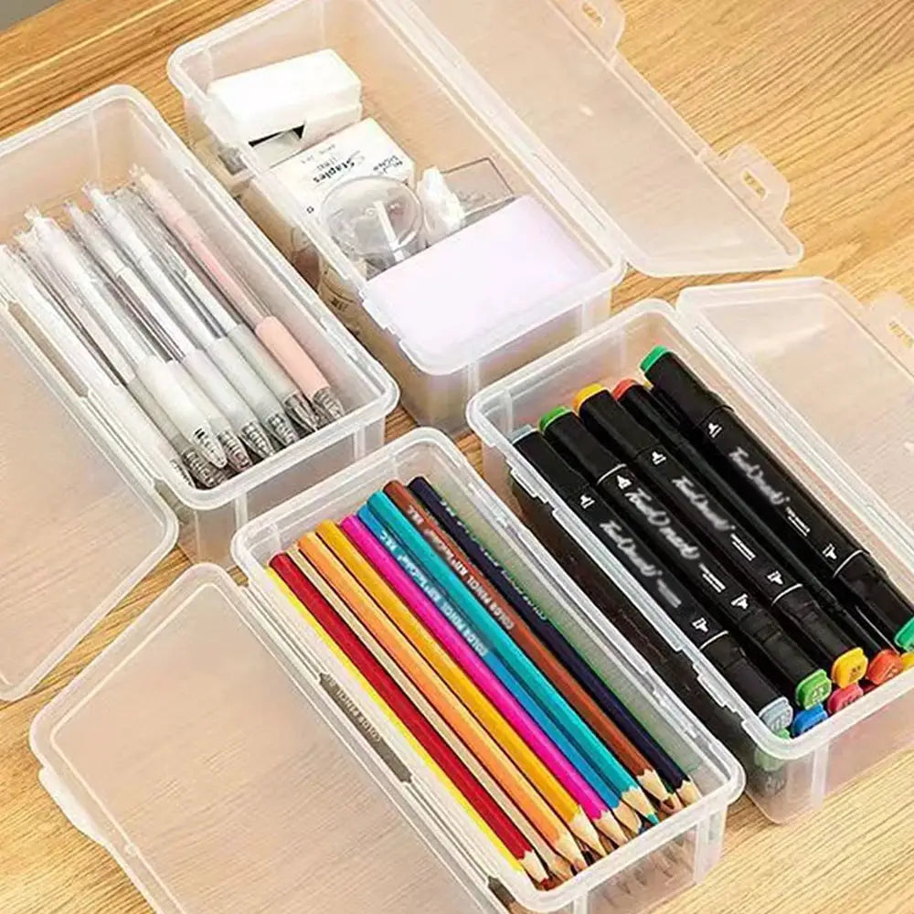 Translucent Pencil Case With Large Capacity Lightweight Storage For School Supplies Organizer Box