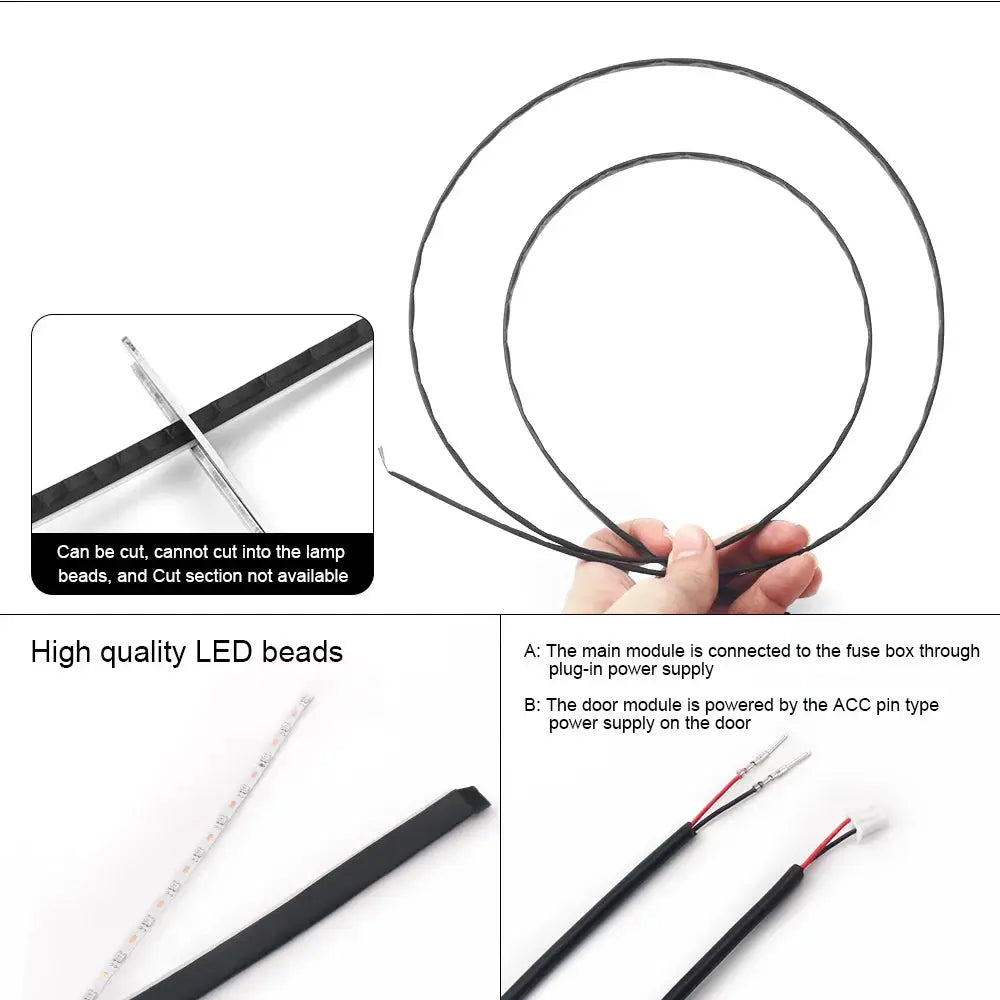 Simples Market 18-in-1 Dual Zone Symphony Streamer RGB car ambient LED kit with neon acrylic strips