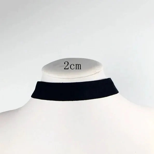 Soft Black Velvet Choker Necklace With Heart Pattern And Tibetan Silver Accents For Punk Gothic Style