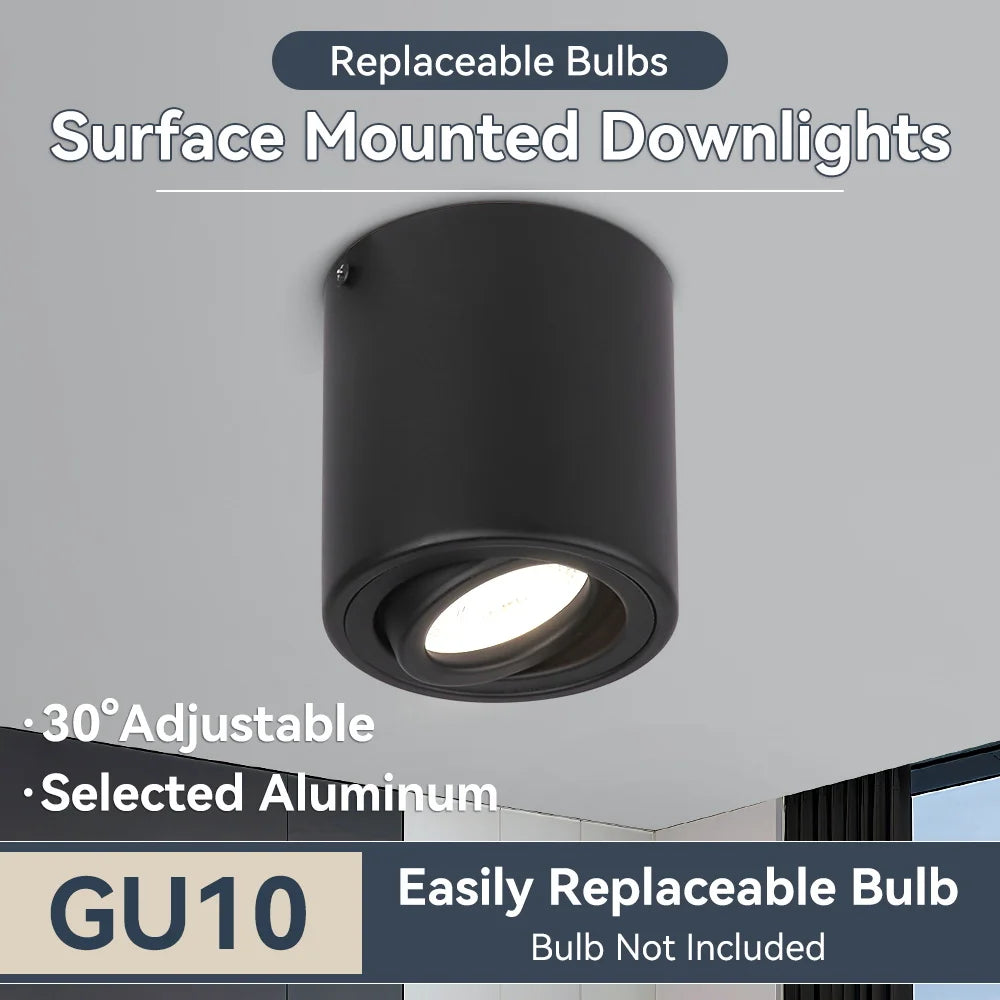 GU10 surface-mounted downlight by Simples Market in black aluminum ceiling lamp for kitchen and living room