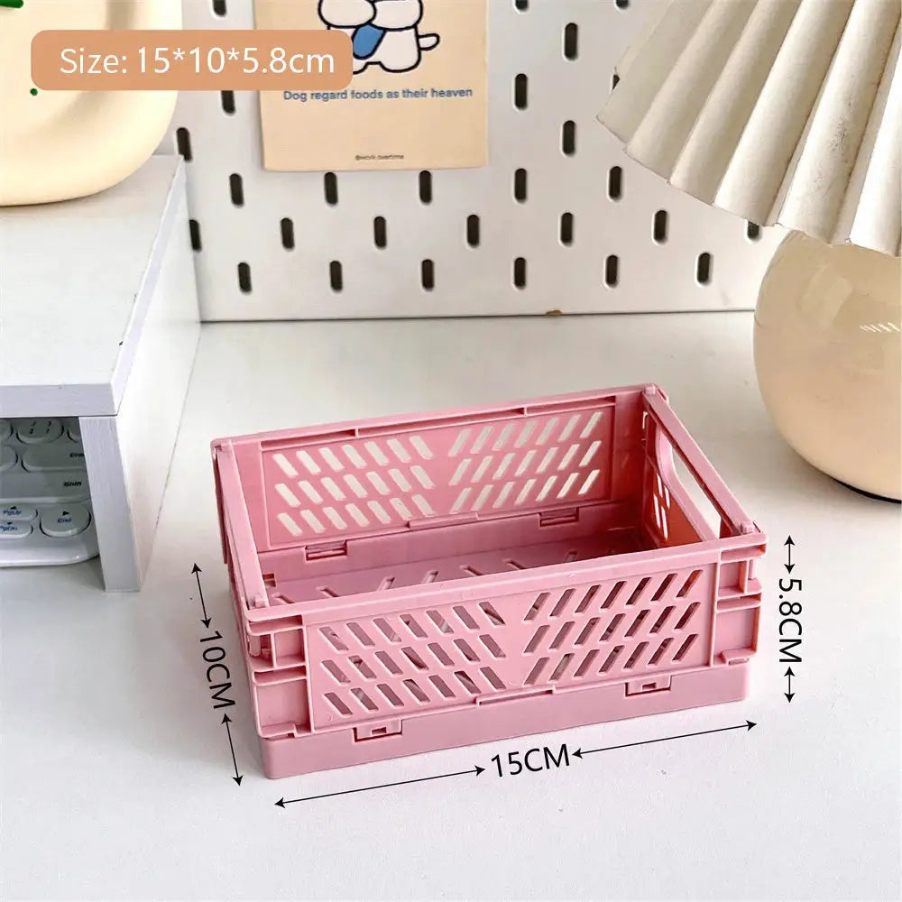 Collapsible Plastic Folding Storage Box Basket Desk Organizer For Home School Office Cosmetic And Accessories