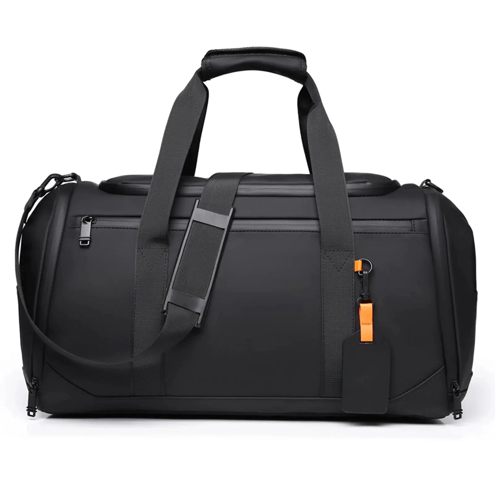 Large-capacity travel tote bag with padded handles, adjustable strap and multiple pockets