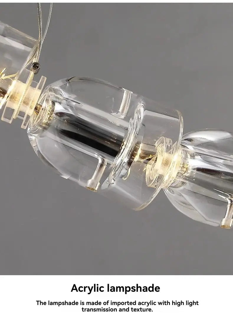 Necklace chandelier ceiling light with multi-strand crystal acrylic beads and adjustable chain