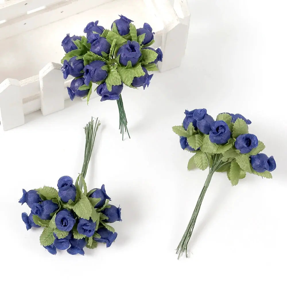 12 Pieces Mini Artificial Rose Bouquet Silk Roses for Home Decor and Wedding Decor Craft Wreath Gift