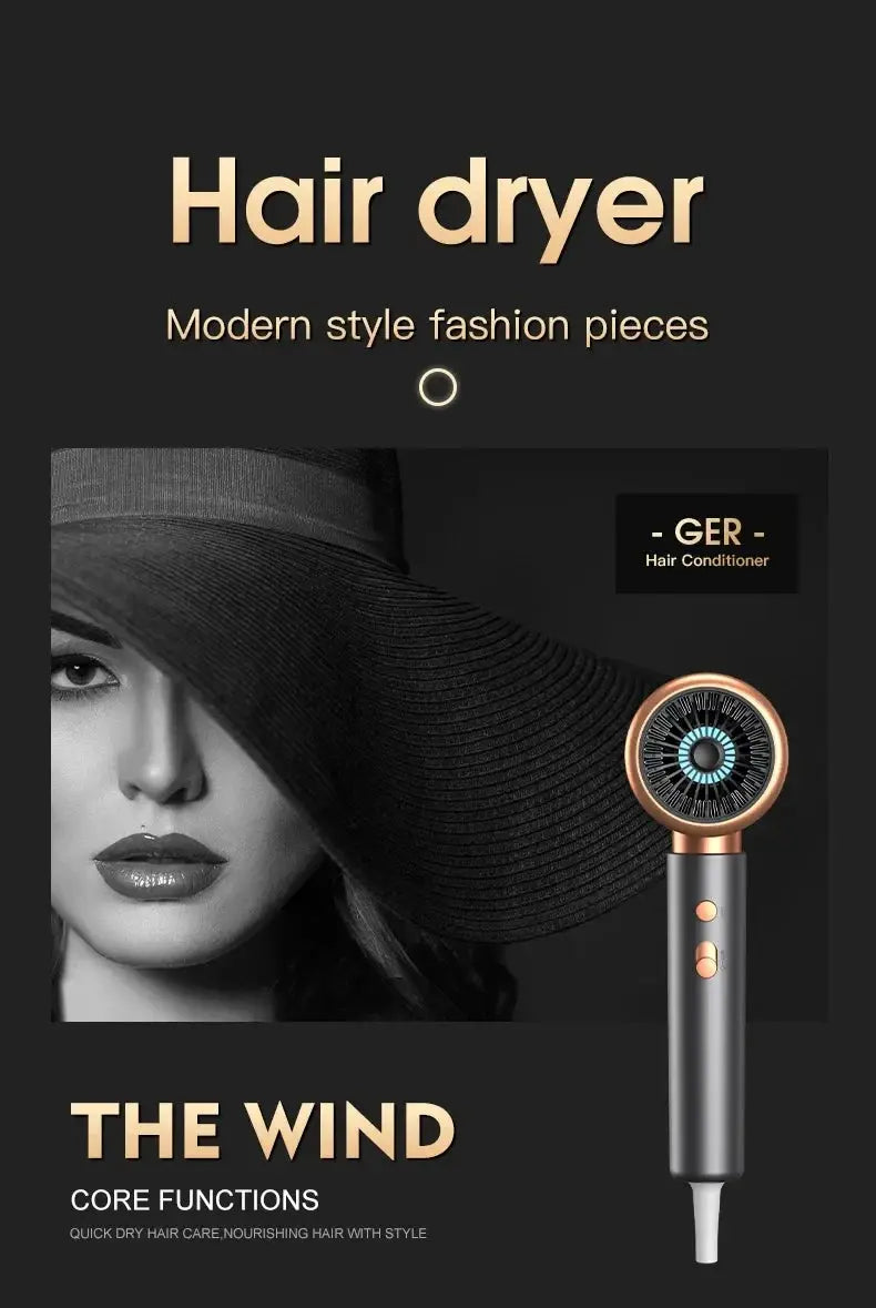 HOMEFISH 2000W salon hair dryer by Simples Market; black with copper accents and negative ionic technology