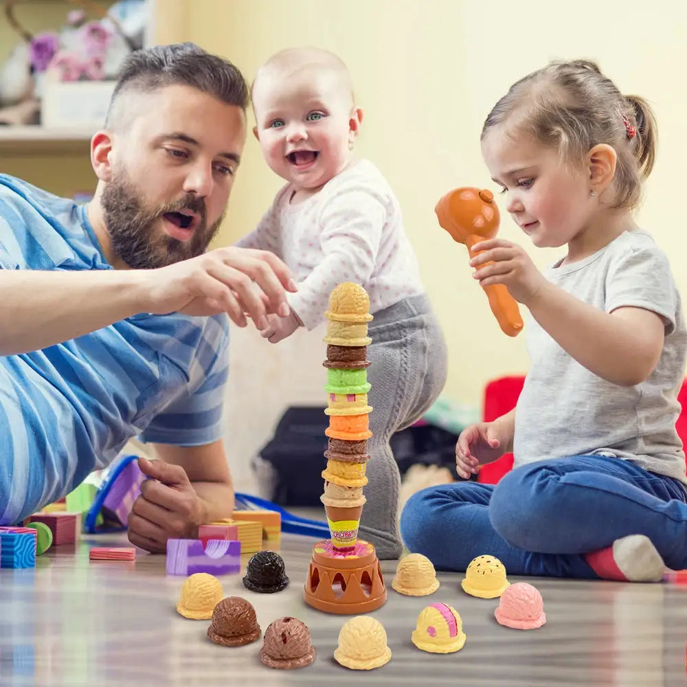 Children Simulation Food Kitchen Toy Ice Cream Stack Up Play Set For Kids Pretend Play Educational Toy Gift