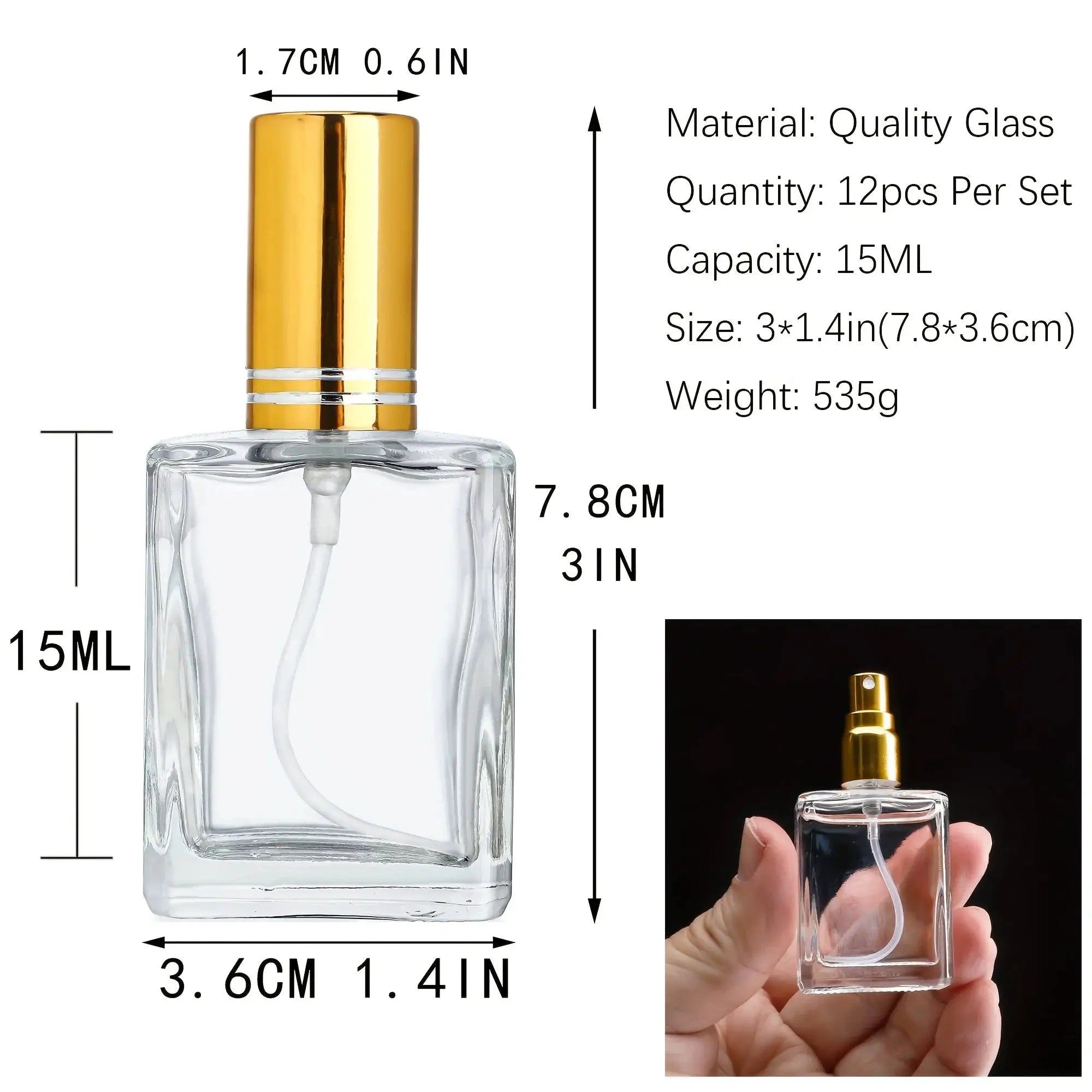 12 15ml Transparent Perfume Spray Bottles Set With 6 Accessories Including 3 Funnels And 3 Packing Artifacts For Travel