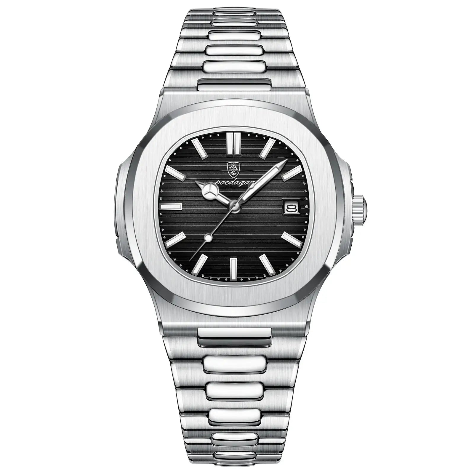 POEDAGAR Square Luxury Men Wristwatch Waterproof Luminous Date Stainless Steel Male Clock Business Sports Quartz Watches For Men