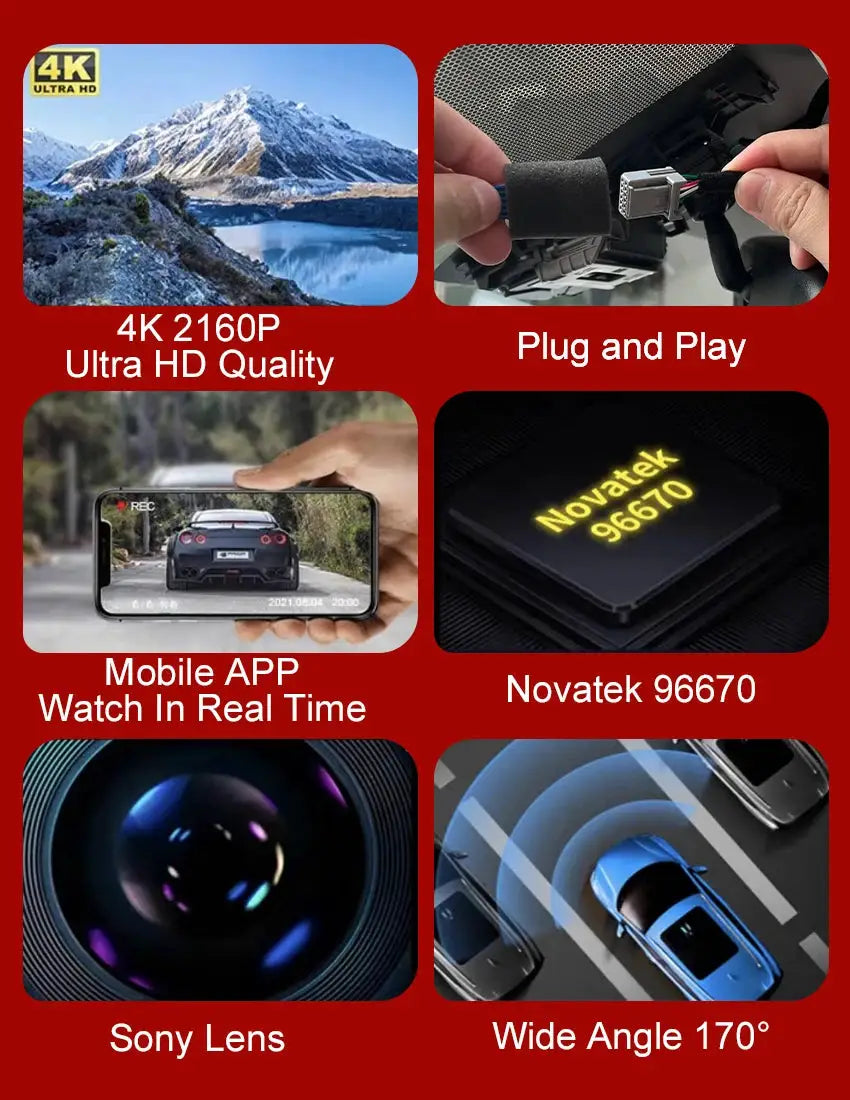 Dash Cam for Volvo/Polestar by Simples Market, 4K WiFi, plug-and-play, 170° wide angle