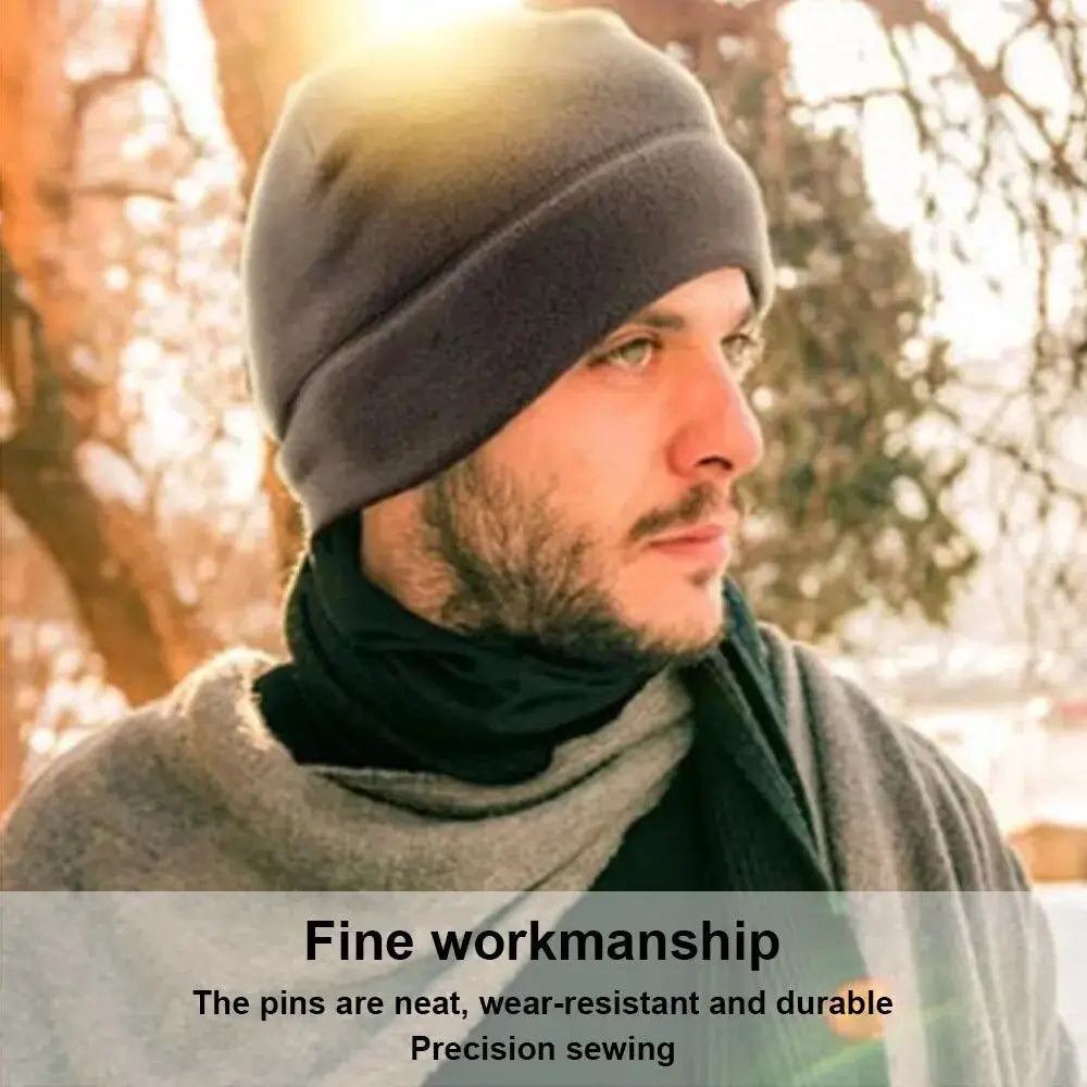 Unisex Warm Winter Skull Cap Polar Fleece Beanie Hat Windproof Outdoor Ski Cap Thick Insulated