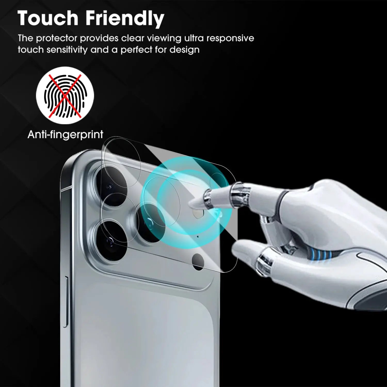Camera lens tempered glass protector for iPhone 17 Pro Max, full-coverage, anti-scratch, anti-fingerprint.