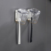 Stainless Steel Wall Mounted Toothbrush And Wash Cup Holder Perforation Free Bathroom Shelf Storage Rack Two In One