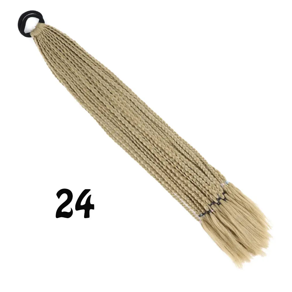 Simples Market synthetic gradient braided ponytail extension, 24-inch beige-to-blonde with elastic band