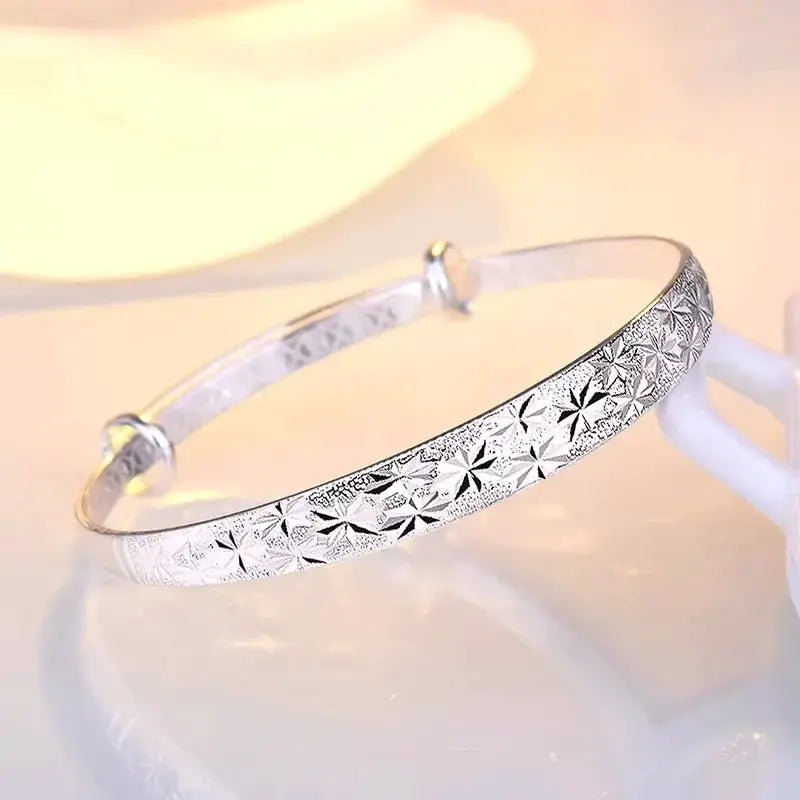 Sterling silver gypsophila star bangle bracelet for women