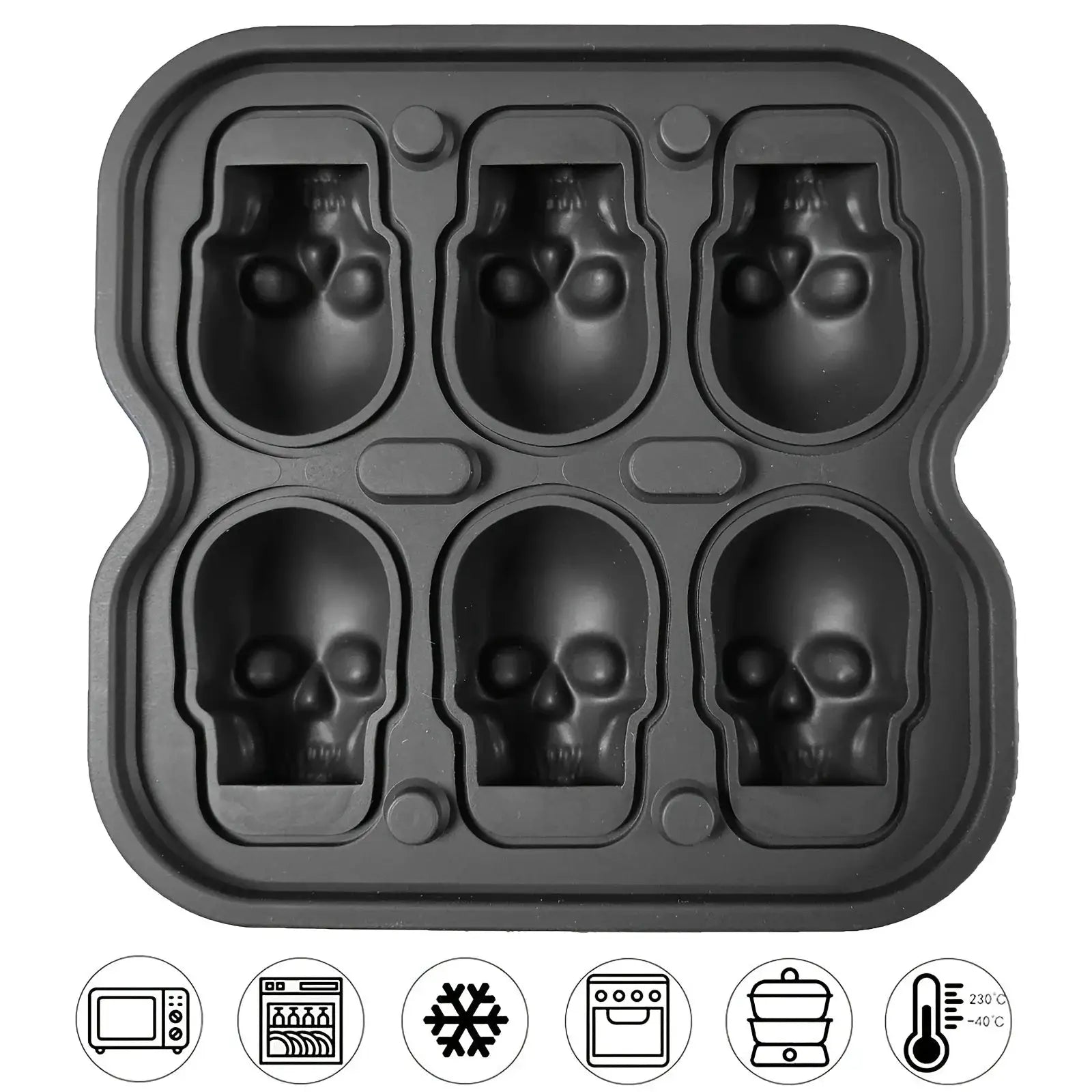 Skull Ice Ball Mold Silicone 3D Flexible Ice Cube Tray BPA Free For Freezer Horror Skull Head Cocktail Ice Ball Maker