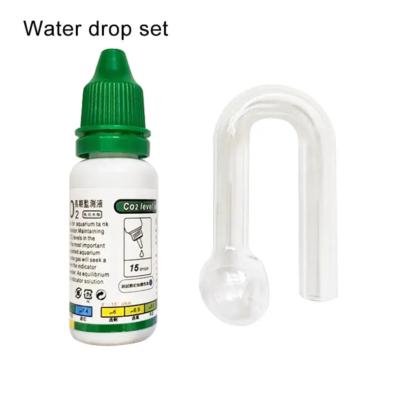 Simples Market aquarium CO2 indicator drop checker kit with green-cap bottle and glass U-tube, 2-piece