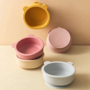 Silicone Baby Tableware Suction Dinner Set Bear Shape Bowl For Toddlers Cartoon Cute Mealtime Training