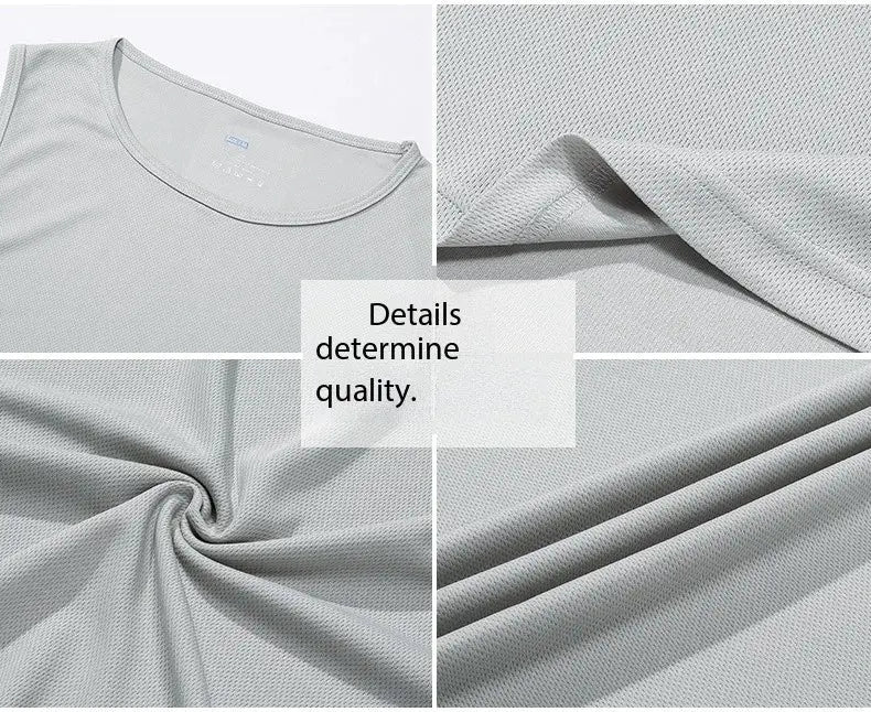 Men's grey mesh gym tank top by Simples Market, quick-dry sleeveless fitness vest