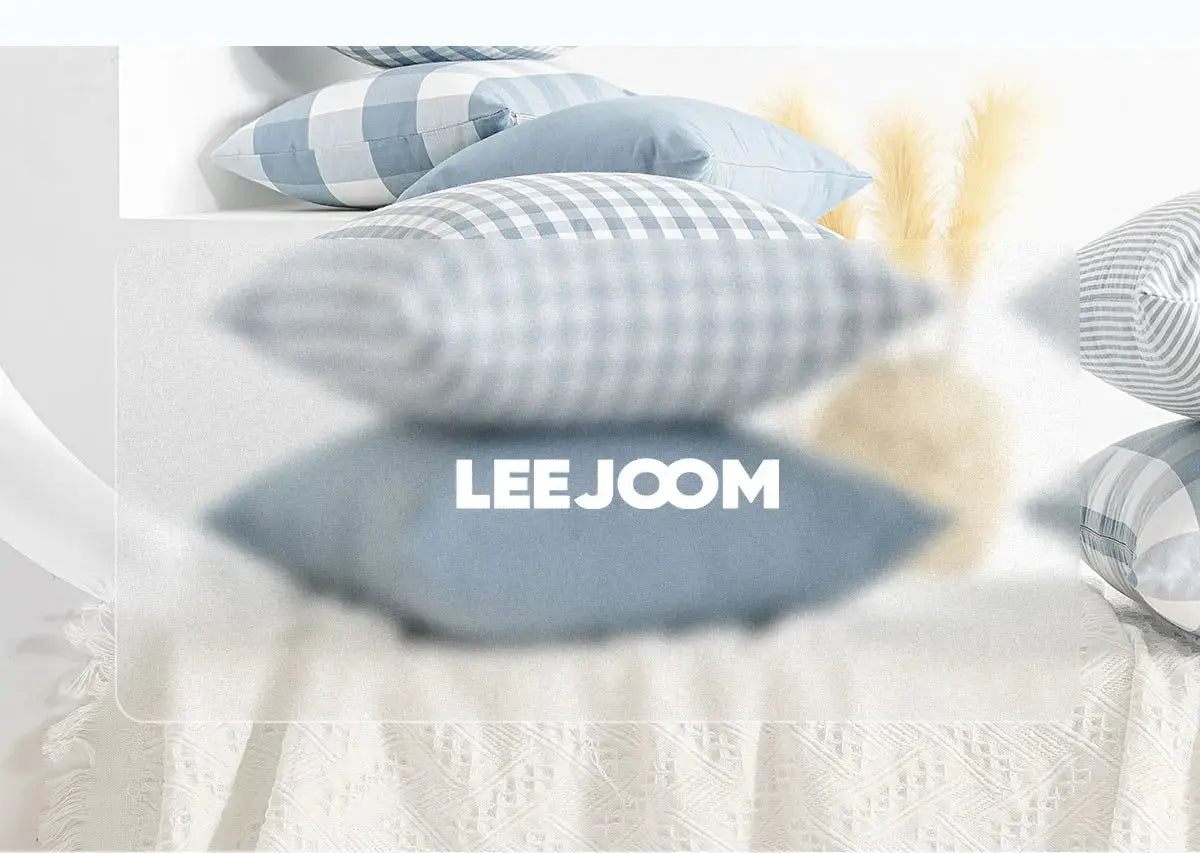 Pillow cover LEE JOOM, light blue plaid decor for sofa cushions, 30x50cm/45x45cm, 1pc