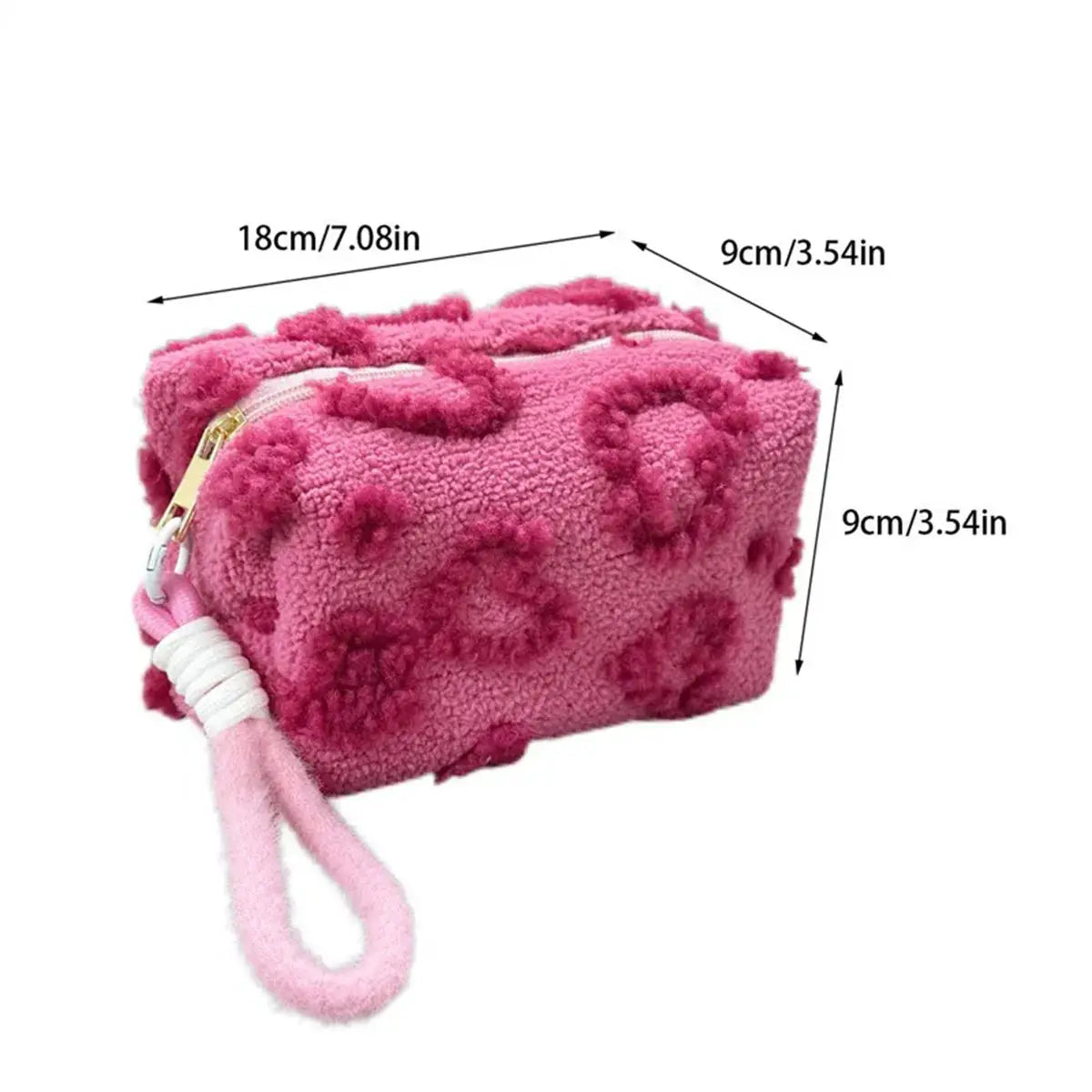 Plush Makeup Bags With Handle Portable Travel Cosmetic Storage Organizer Love Print