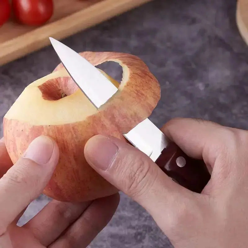 Sharp Stainless Steel Paring Knife With Imitation Wood Plastic Handle For Precise Home Cooking And Fruit Preparation