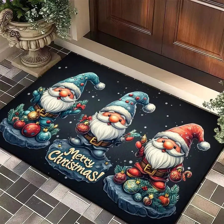 Christmas Tree Santa Claus Elk Entrance Doormat Anti Slip Floor Mat for Entry Door