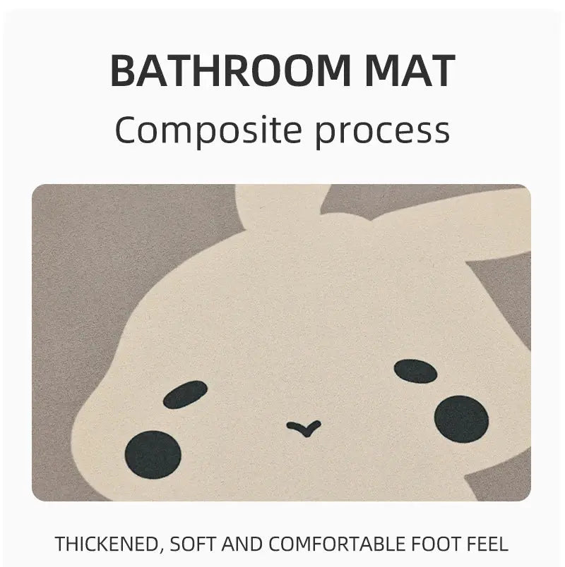 Bathroom mat 1pc by Simples Market with beige cartoon bunny graphic