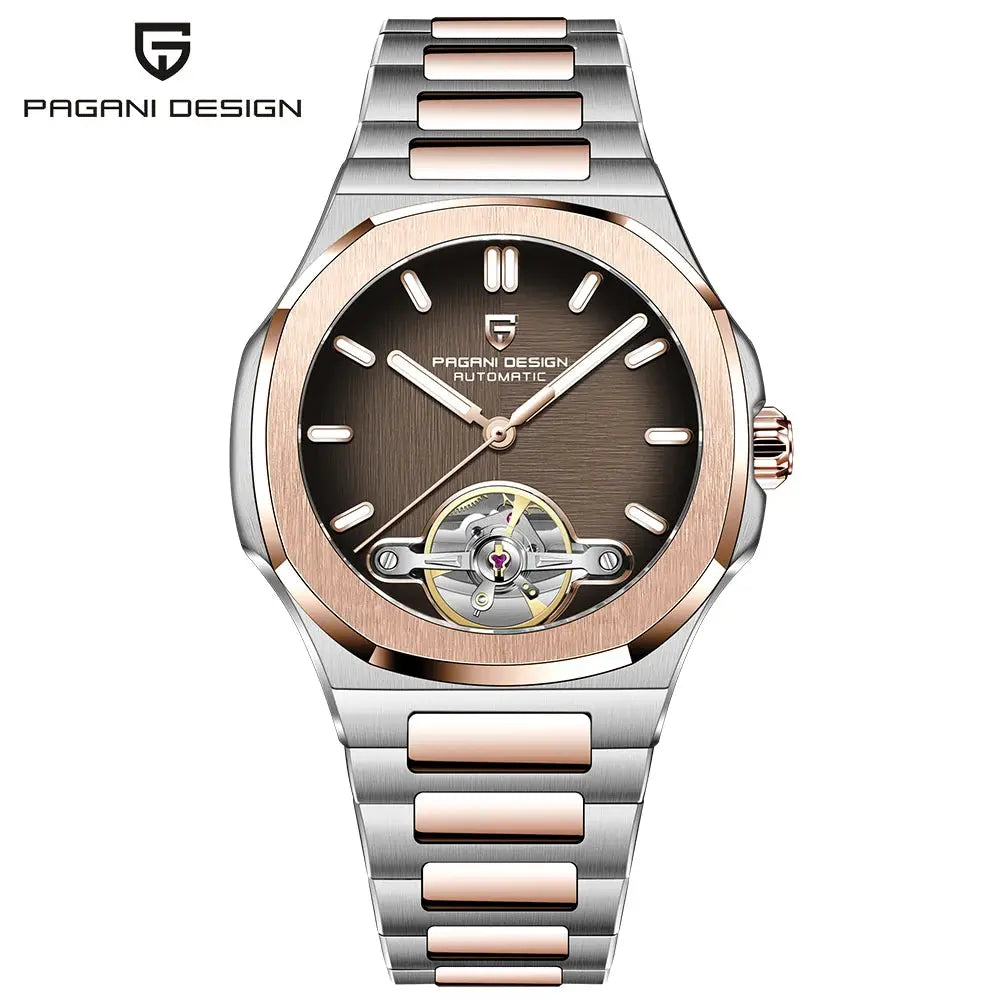 PAGANI DESIGN Skeleton Tourbillon Automatic Mens Watch Luxury Stainless Steel Wristwatch With Sapphire Crystal