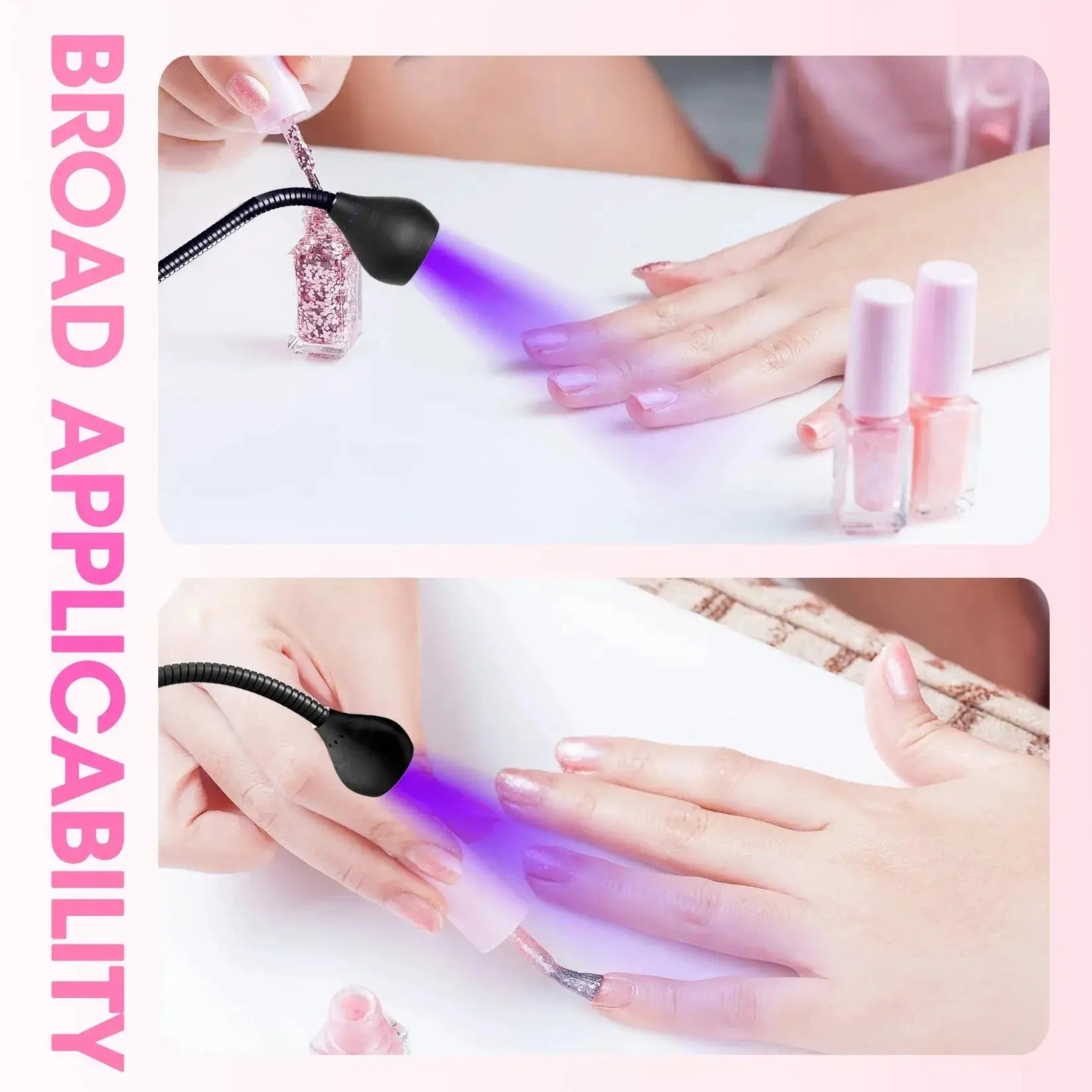 Professional UV Nail Lamp With 395nm Wavelength And Clip On Gooseneck Desk Mount For Efficient Gel Manicure