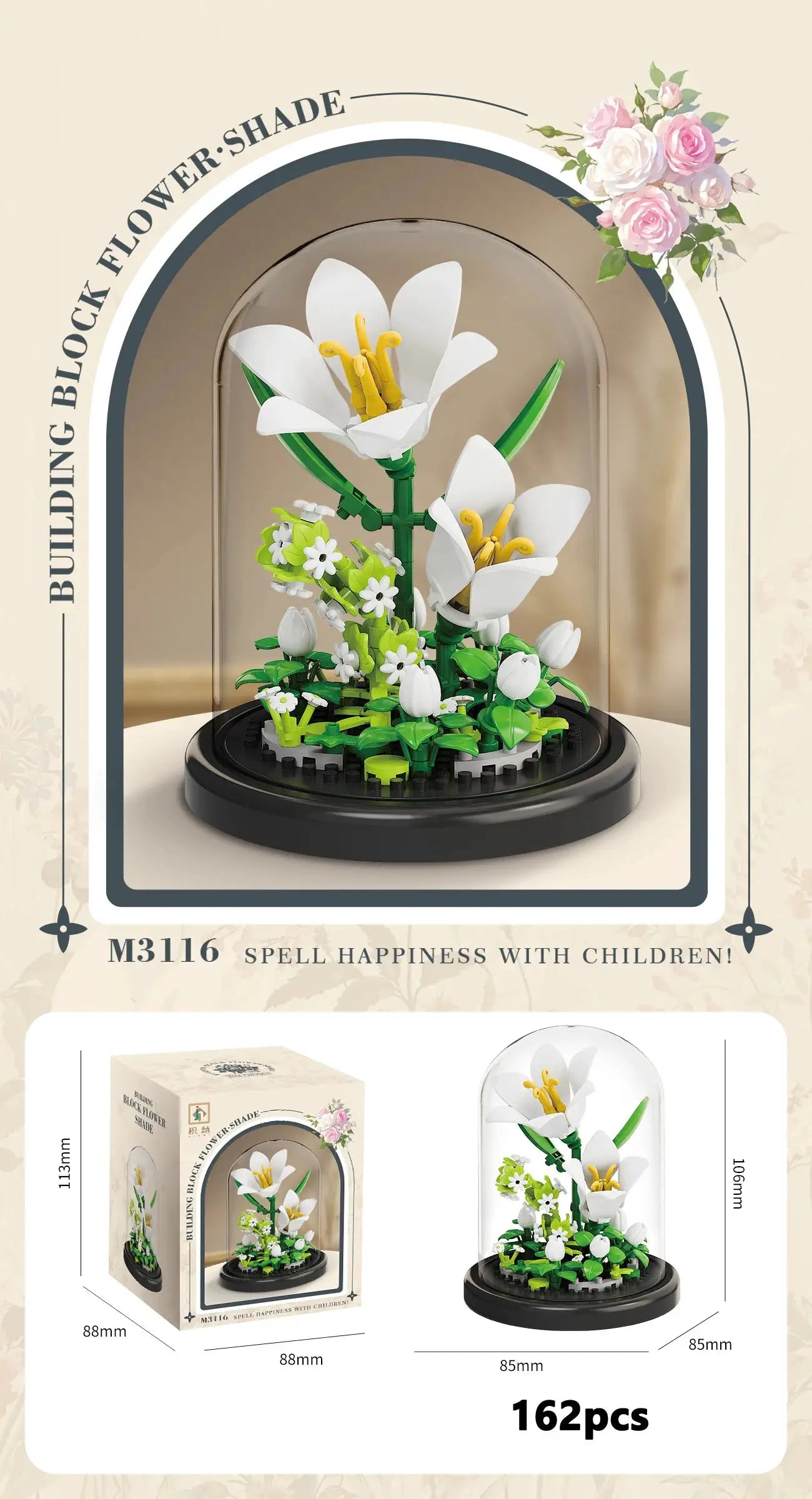 Eternal Flower Bouquet Bonsai Micro Building Blocks Model Home Decoration Puzzle Toy Gift For Kids Birthday Christmas