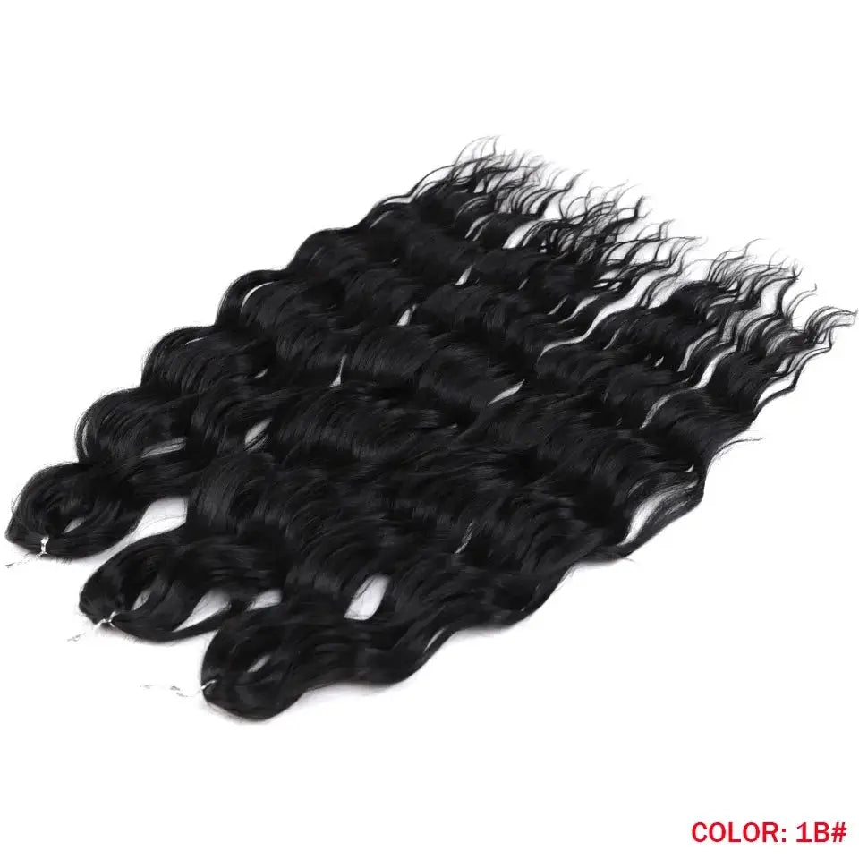 Noble Hair synthetic loose deep wave braiding hair extensions, 24 inches, black 1B, 3 bundles