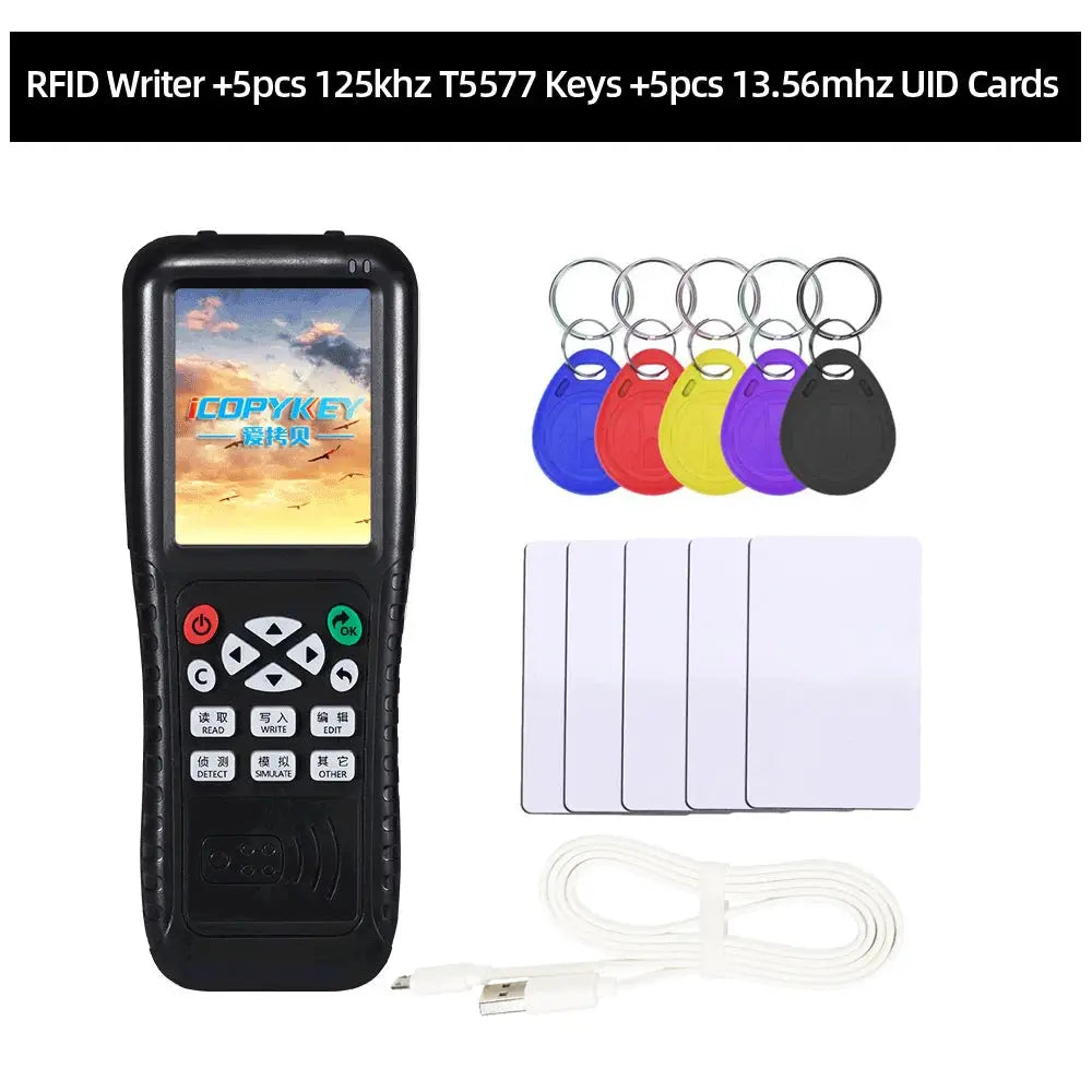 Simples Market NFC RFID card reader/writer X100 with 5 colorful key fobs, 5 blank cards, USB cable