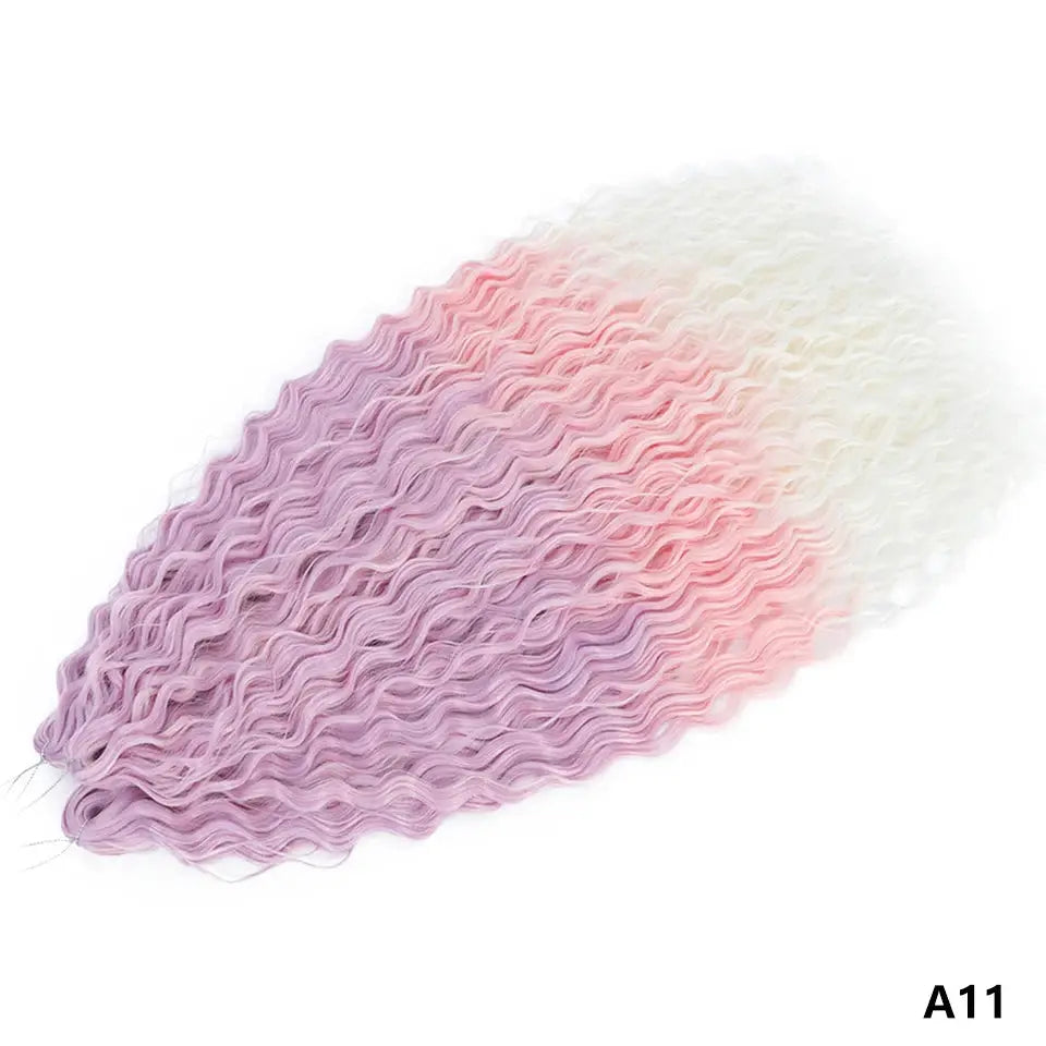 Ariel Curls crochet hair extensions in ombre lavender pink to white, synthetic Afro curls by Simples Market