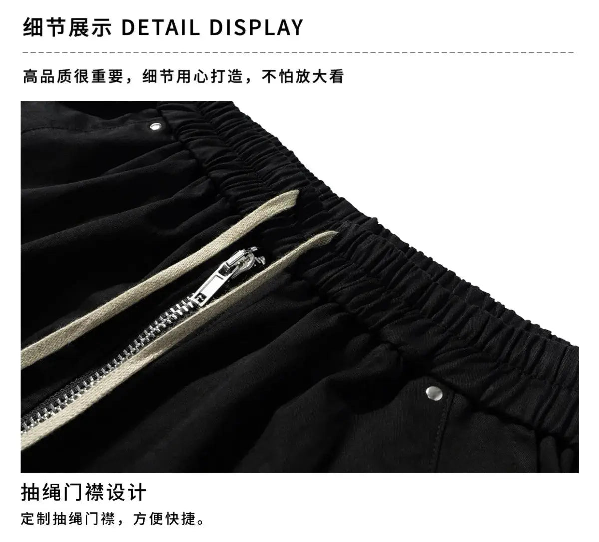 2025 Dark RO Style Drawstring Multi-pocket Tooling Shorts Men's Niche Casual Loose Straight Five-point Pants
