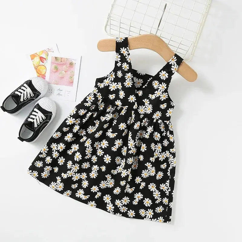 Sonkpuel Little Daisy Printed Sleeveless Slip Dress For Girls 4 To 6 Years Casual Wedding Flower Girl